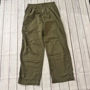 Free People Pants Women 0 Olive Green Wide Leg Pleated High Rise Casual Trousers